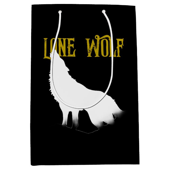 Lone Wolf Male Sigma Modern Minimalistisch Mittlere Geschenktüte (Vorderseite)