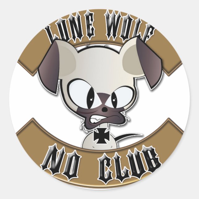 Lone Wolf No Club Runder Aufkleber (Vorderseite)