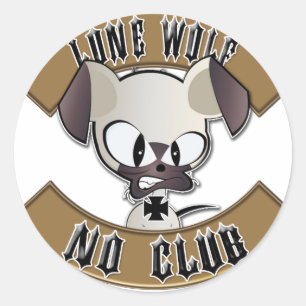 Lone Wolf No Club Runder Aufkleber