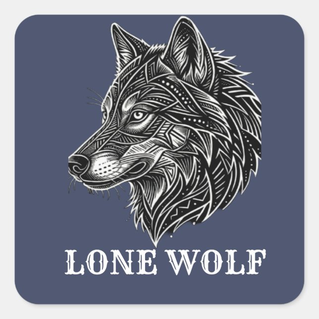 LONE WOLF QUADRATISCHER AUFKLEBER (Vorderseite)