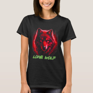 Lone Wolf Rotes Gesicht Heulendes Hemd Auf Dem Mon T-Shirt