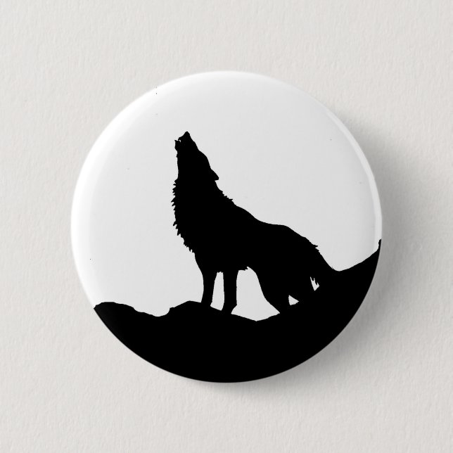 Lone Wolf Stehend auf einem Hügel Button (Vorderseite)