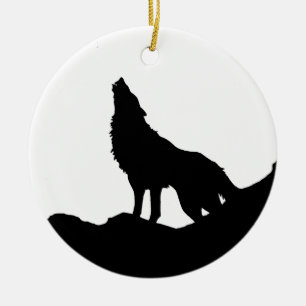 Lone Wolf Stehend auf einem Hügel Keramikornament