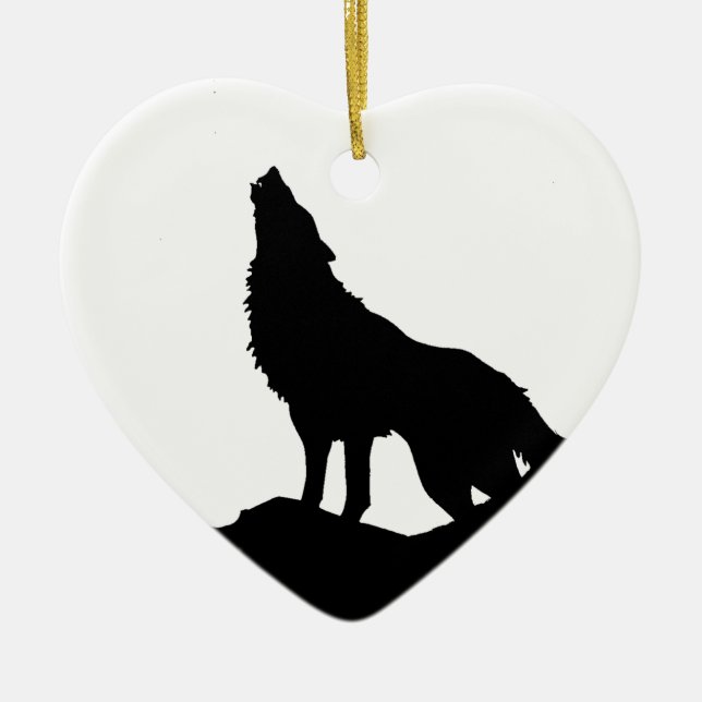 Lone Wolf Stehend auf einem Hügel Keramikornament (Vorne)