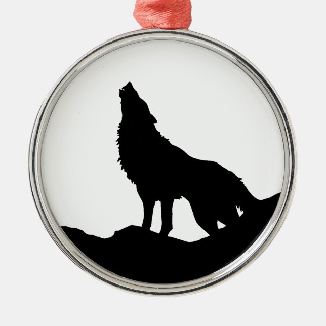 Lone Wolf Stehend auf einem Hügel Ornament Aus Metall (Vorne)