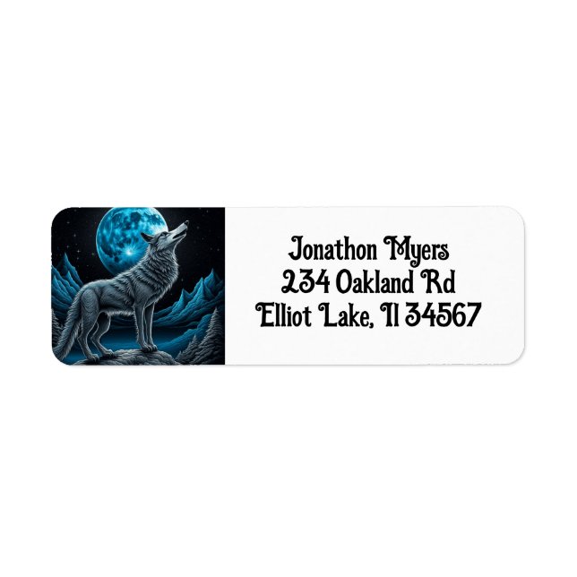 Lone Wolf und Vollmond Schwarz und Blau (Vorne)