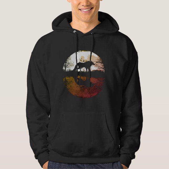 Lone Wolf unter Vollmond Hoodie (Vorderseite)