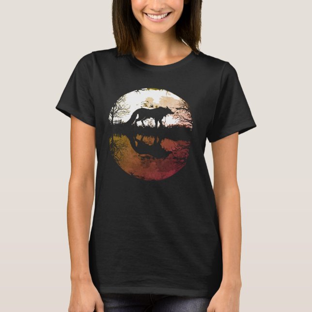 Lone Wolf unter Vollmond T-Shirt (Vorderseite)