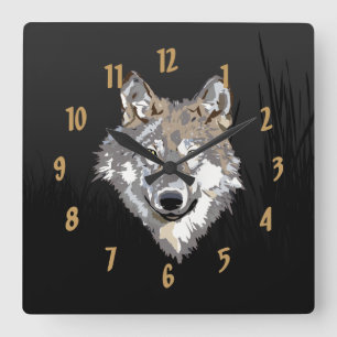 Lone Wolf Wall Clock Quadratische Wanduhr