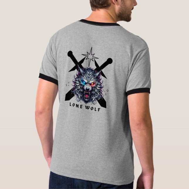 Lone Wolf Warrior T-Shirt – Wilder Alpha-Wolf mit (Rückseite)