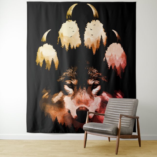 Lone Wolf. Wildes Soul Wandteppich (Beispiel)