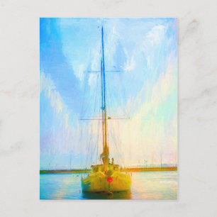 Lone Yacht Vibranding Digital Painting Postcard Postkarte