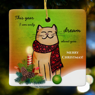 Lonely Christmas Without You Sweet Cat Keramikornament