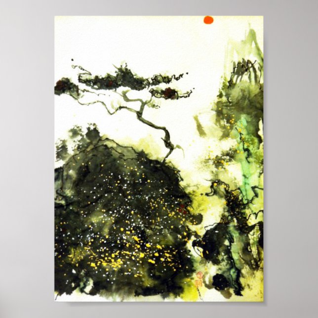 Lonely Cypress in Carmel Art Print Poster (Vorne)