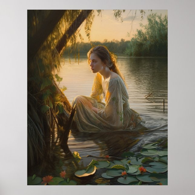 Lonely Girl's Surreal Lake Encounter Poster (Vorne)