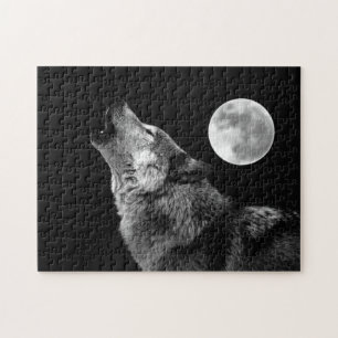 Lonely Grey Wolf & Fullmoon Puzzle