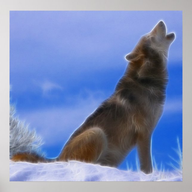 Lonely Howling gefährdete Gray Wolf Poster (Vorne)