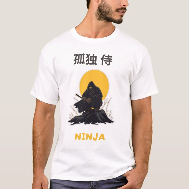 Lonely Ninja Samurai Art Design T-Shirt (Vorderseite)