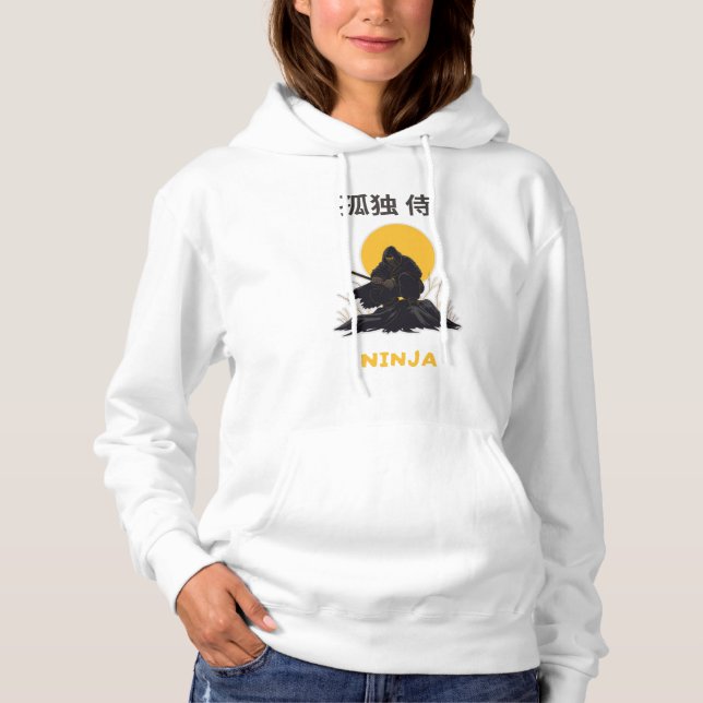Lonely Ninja Samurai Kunstdesign Hoodie (Vorderseite)