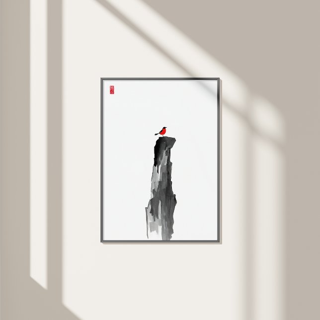 Lonely Peak - Minimalistische Decke Wand - Zen-Dek Fotodruck (Lonely Peak_Minimalist Ink_Wall_Art)