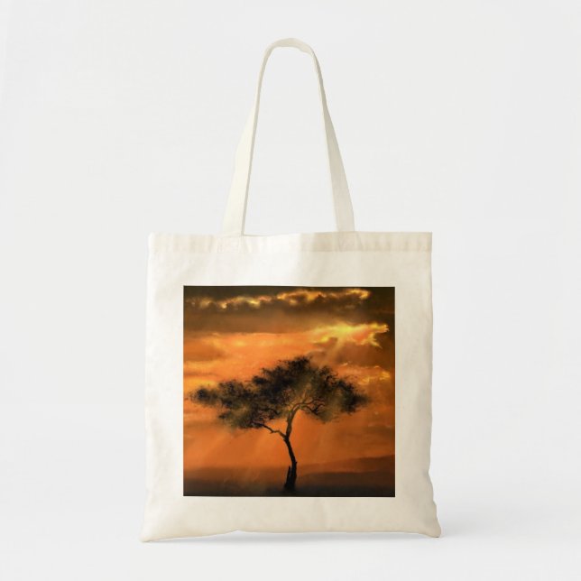 Lonely Tree Sunams Tote Bag - Sonnenaufgang Tragetasche (Vorne)