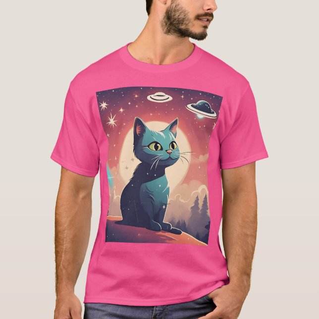 Lonely Ufo Cat T-Shirt (Vorderseite)