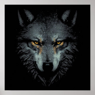 Lonely Wolf Gesicht schwarz Poster