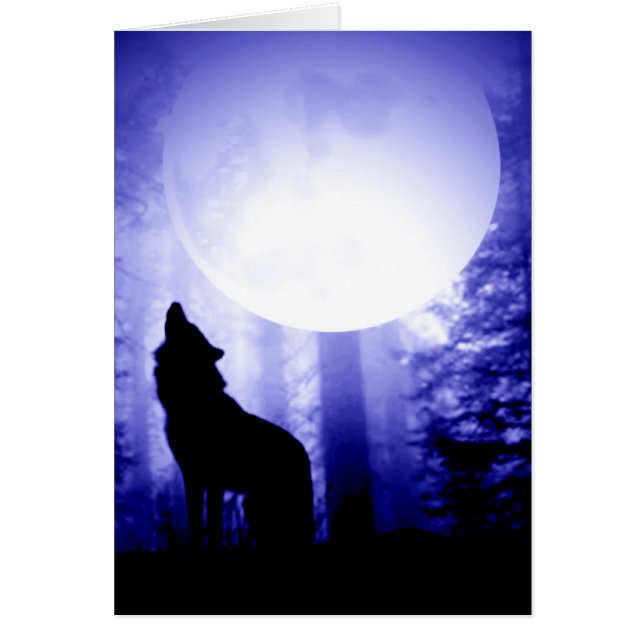 Lonely Wolf Howling auf Moon (Vorne)
