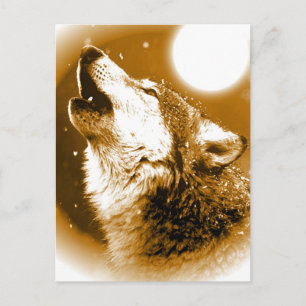 Lonely Wolf Howling auf Moon Postkarte
