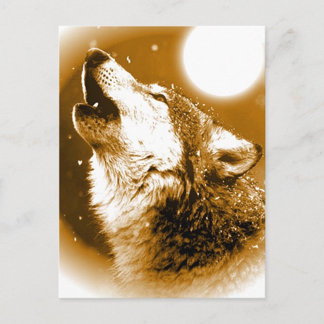 Lonely Wolf Howling auf Moon Postkarte (Vorderseite)