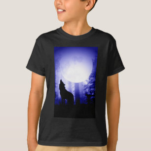 Lonely Wolf Howling auf Moon T-Shirt