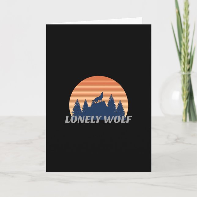 Lonely Wolf Phantastisch Howling Fade Sunset Silho Karte (Vorderseite)