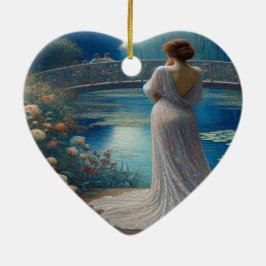 Lonely Woman Looking At Others Valentine Tree Keramik Ornament