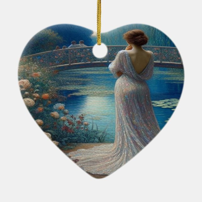 Lonely Woman Looking At Others Valentine Tree Keramik Ornament (Hinten)