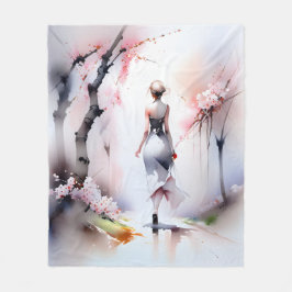 Lonely Woman Walking Fleecedecke