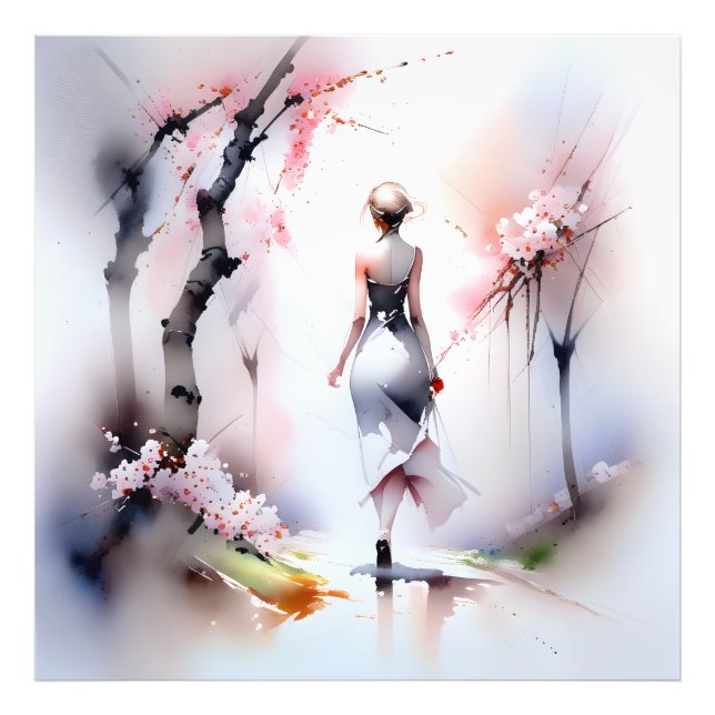 Lonely Woman Walking Fotodruck (Vorne)