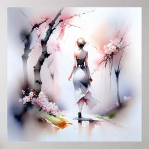 Lonely Woman Walking Poster