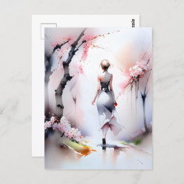 Lonely Woman Walking Postkarte