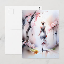 Lonely Woman Walking Postkarte