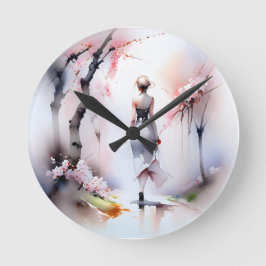 Lonely Woman Walking Runde Wanduhr