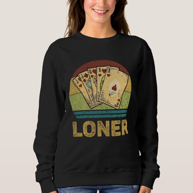 Loner Vintage  Euchre Card Game Sweatshirt (Vorderseite)