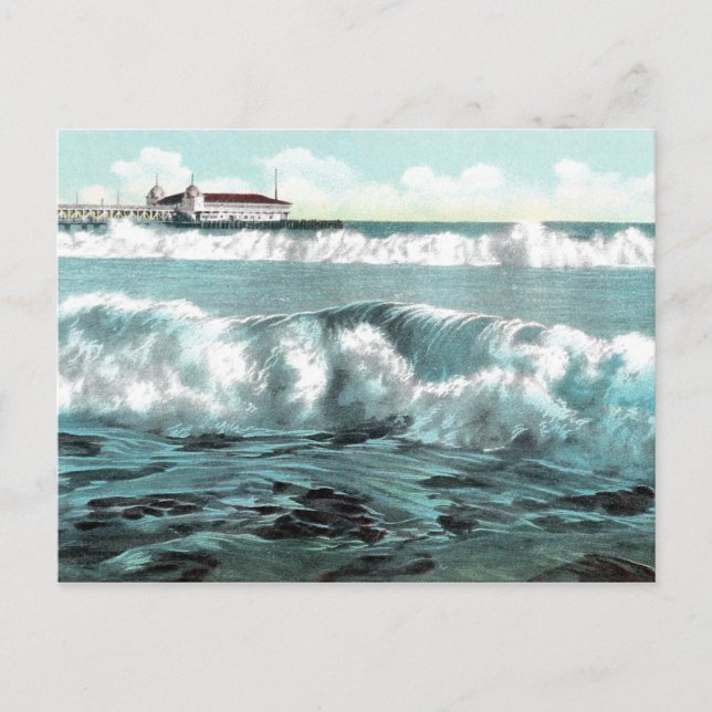 Long Beach Breakers Vintage Postkarte (Vorderseite)