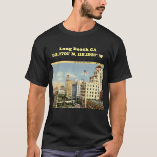 Long Beach CA Kartenkoordinaten im Vintage-Stil T-Shirt