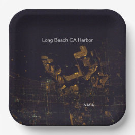 Long Beach CA, NASA in der Nacht Pappteller