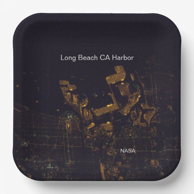 Long Beach CA, NASA in der Nacht Pappteller (Vorderseite)