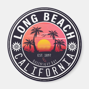 Long Beach Ca Palm Tree Retro Sunset Souvenirs 80e Magnet