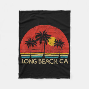Long Beach California Ca Surfer Retro Vintag Fleecedecke