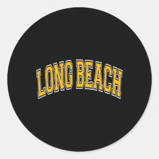 Long Beach California Ca Varsity Style Amber Text Runder Aufkleber