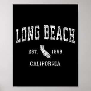 Long Beach California Ca Vintag Athletic Sports D Poster