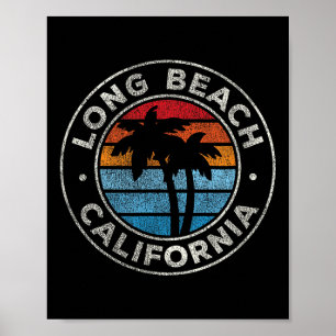 Long Beach California Ca Vintag Graphic Retro 70er Poster